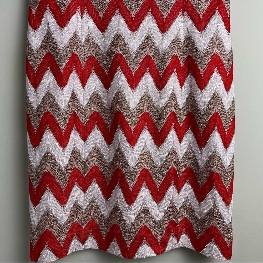 NEW Missoni Chevron Knit Zigzag Sleeveless Mini Dress in White/Red Size 46 - Picture 7 of 16